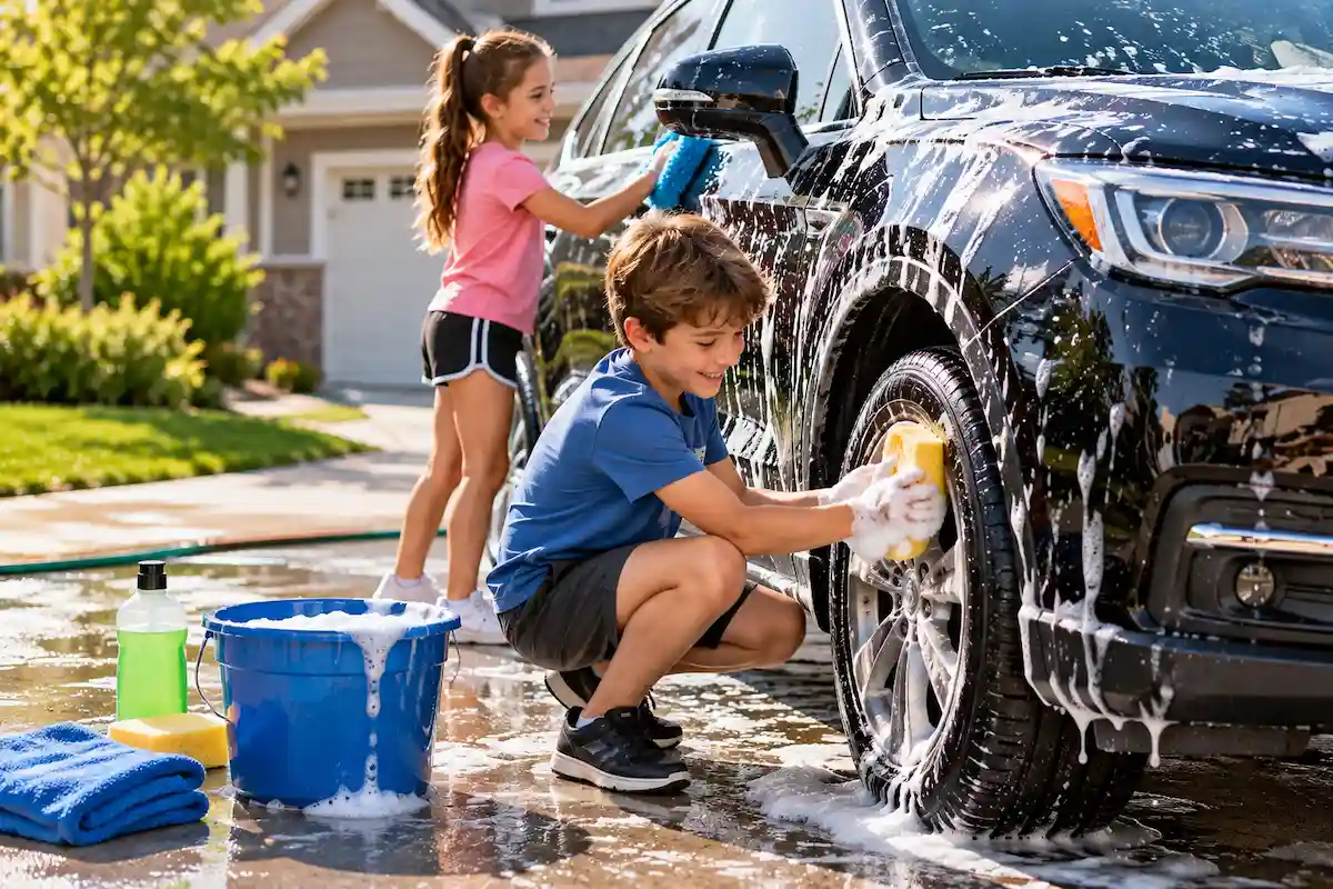 Car washing kids